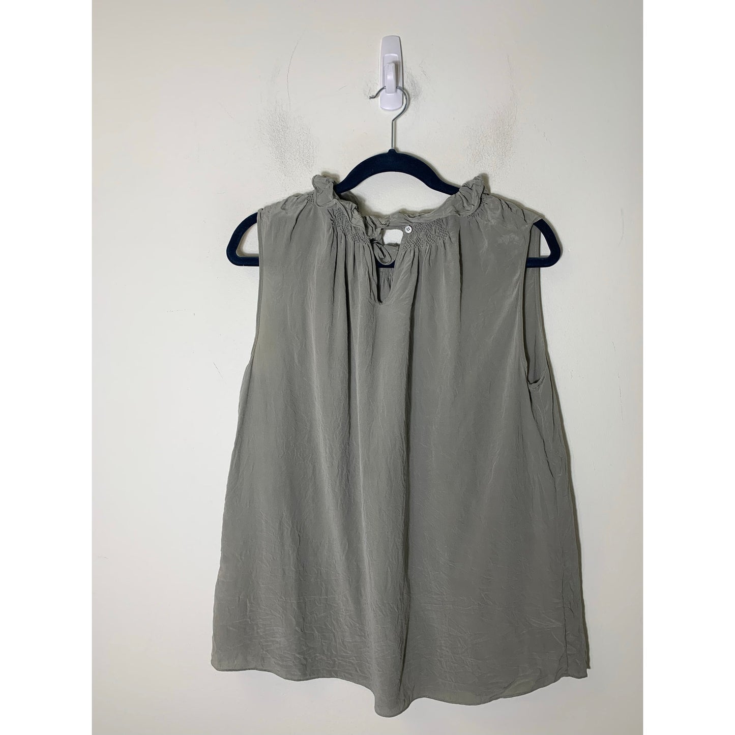 Vanessa Bruno Gray/Green Sleeveless High Collar Silk Shirt Sz 38