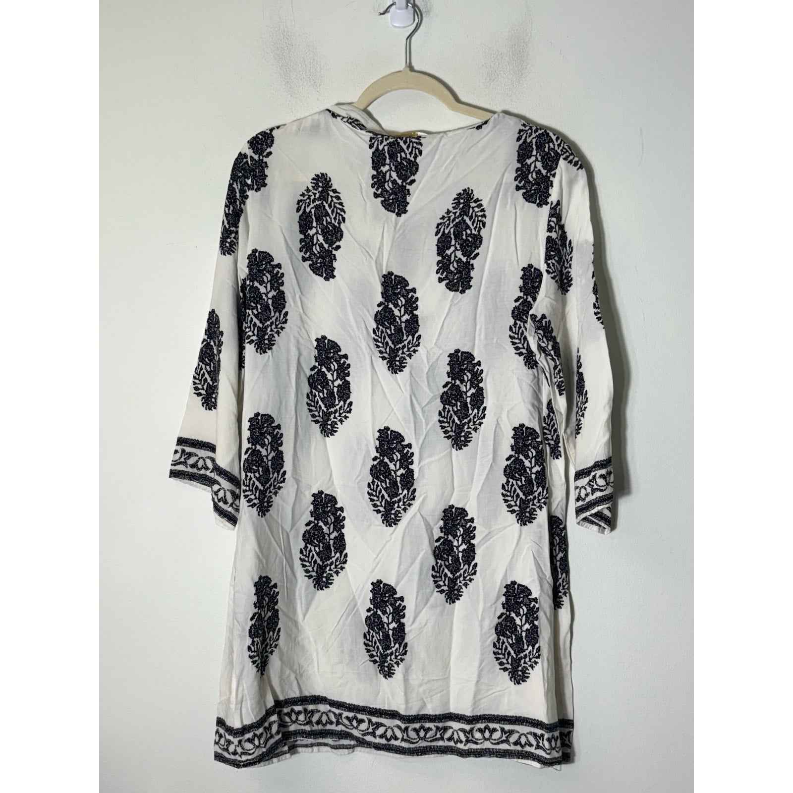 Entro Black and White 3/4 Sleeve Mini Shift Dress Sz L