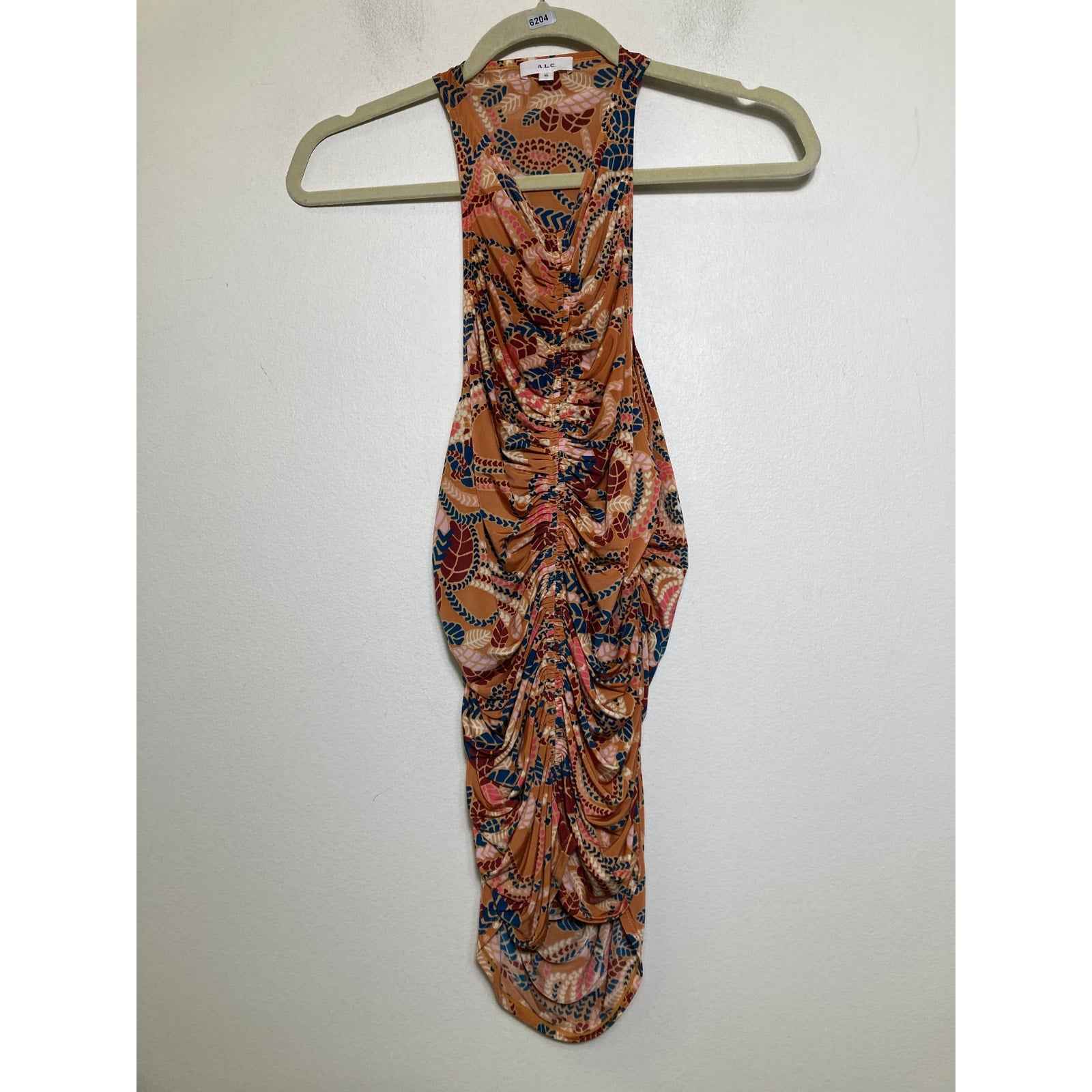 A.L.C Jewel Toned Sleeveless Body Con Ruched Top Sz XL