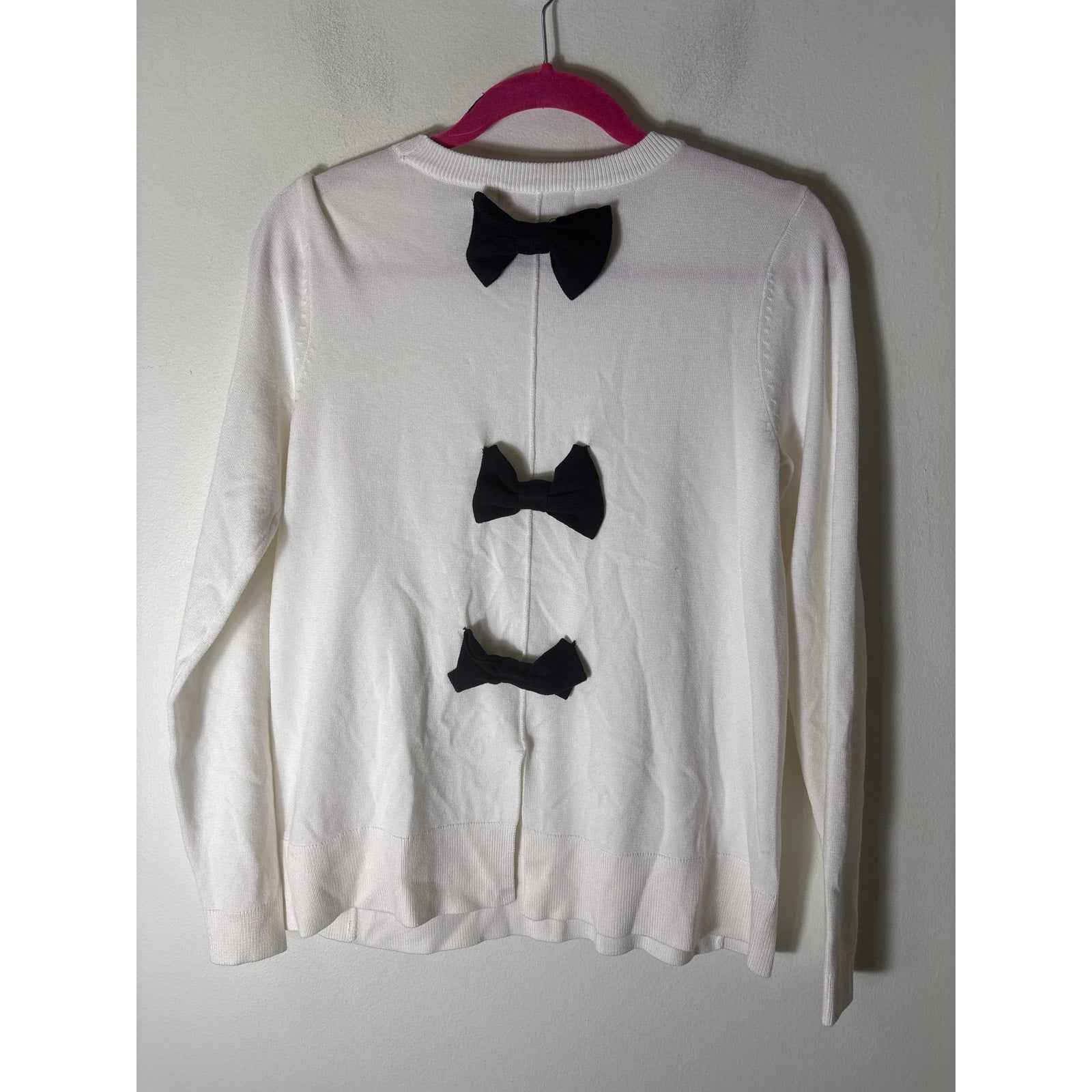 Philosophy White Sweater with Black Bows Sz S