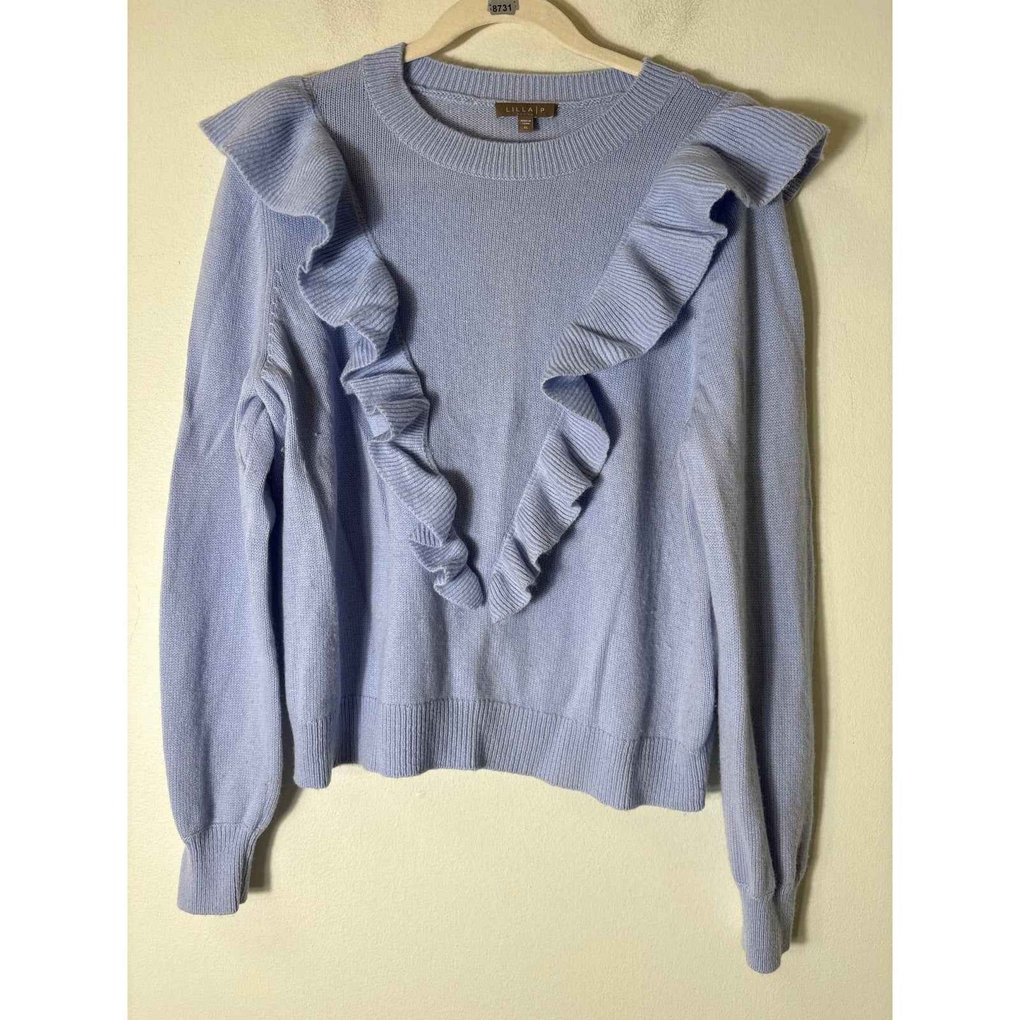 Lilla P Light Blue Long Sleeve Ruffle Sweater Sz XL