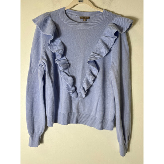 Lilla P Light Blue Long Sleeve Ruffle Sweater Sz XL