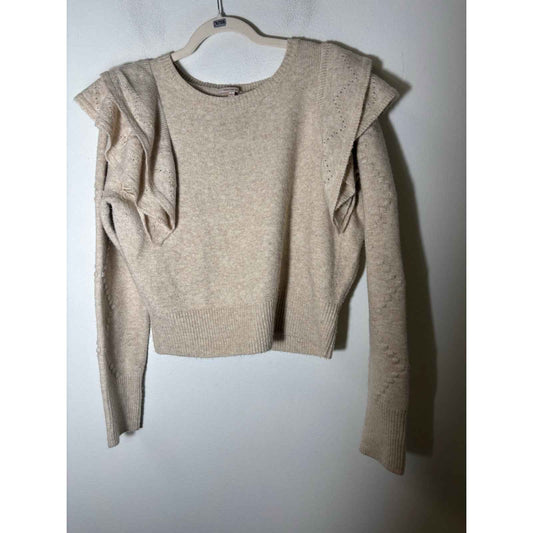 Skies are Blue Oatmeal Long Flutter Sleeve Sweater Sz L