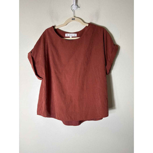 Buru Rusty Red hort Sleeve Top and Shorts Set Sz S