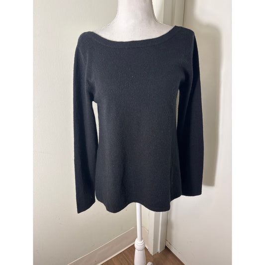 Cortland Park Black 100% Cashmere Back V Sweater Sz S