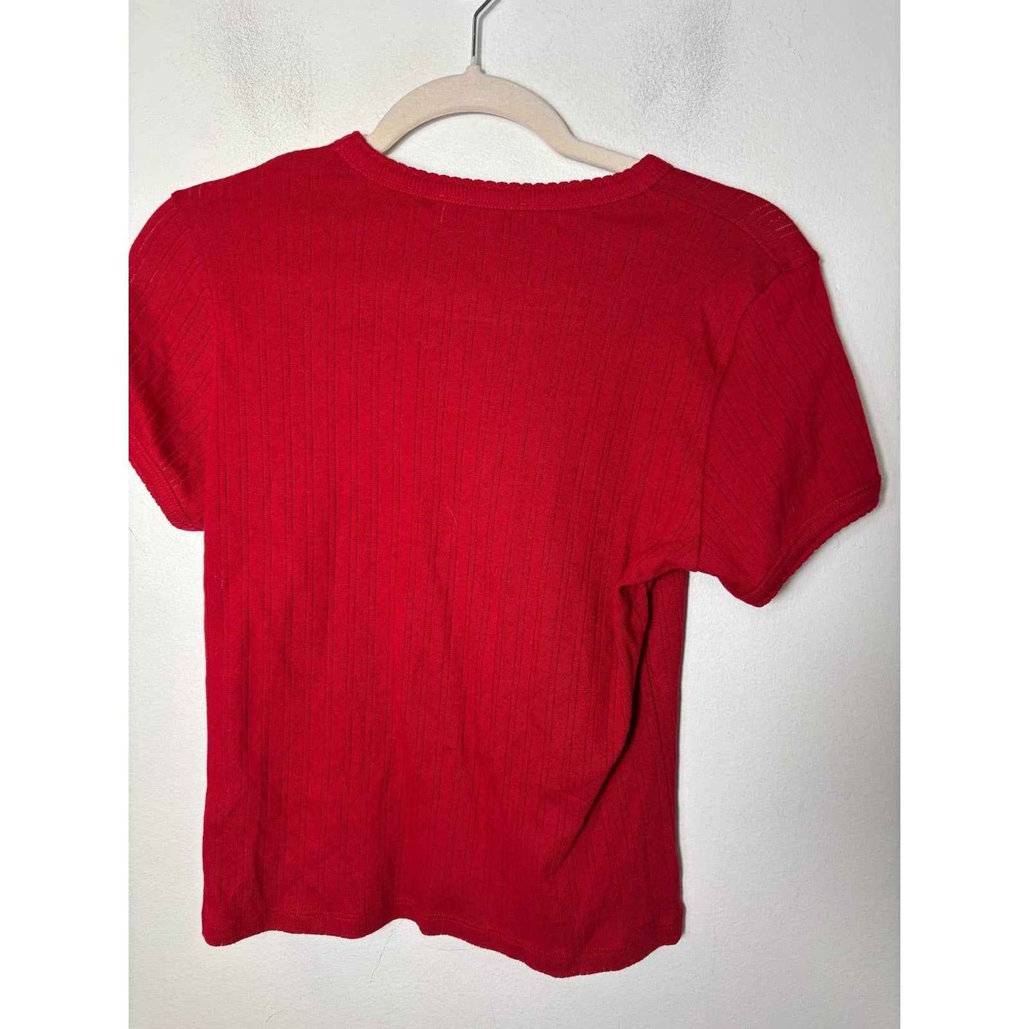 Pearl by Lela Rose Red Cotton Tee Shirt Sz M