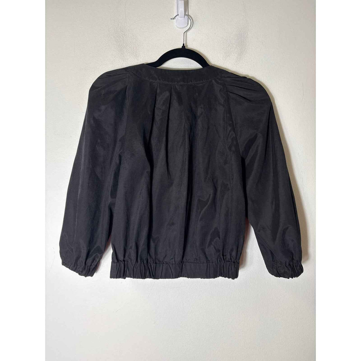 Moonlight Black Lightweight Puff Sleeve Zip Up Jacket Sz S