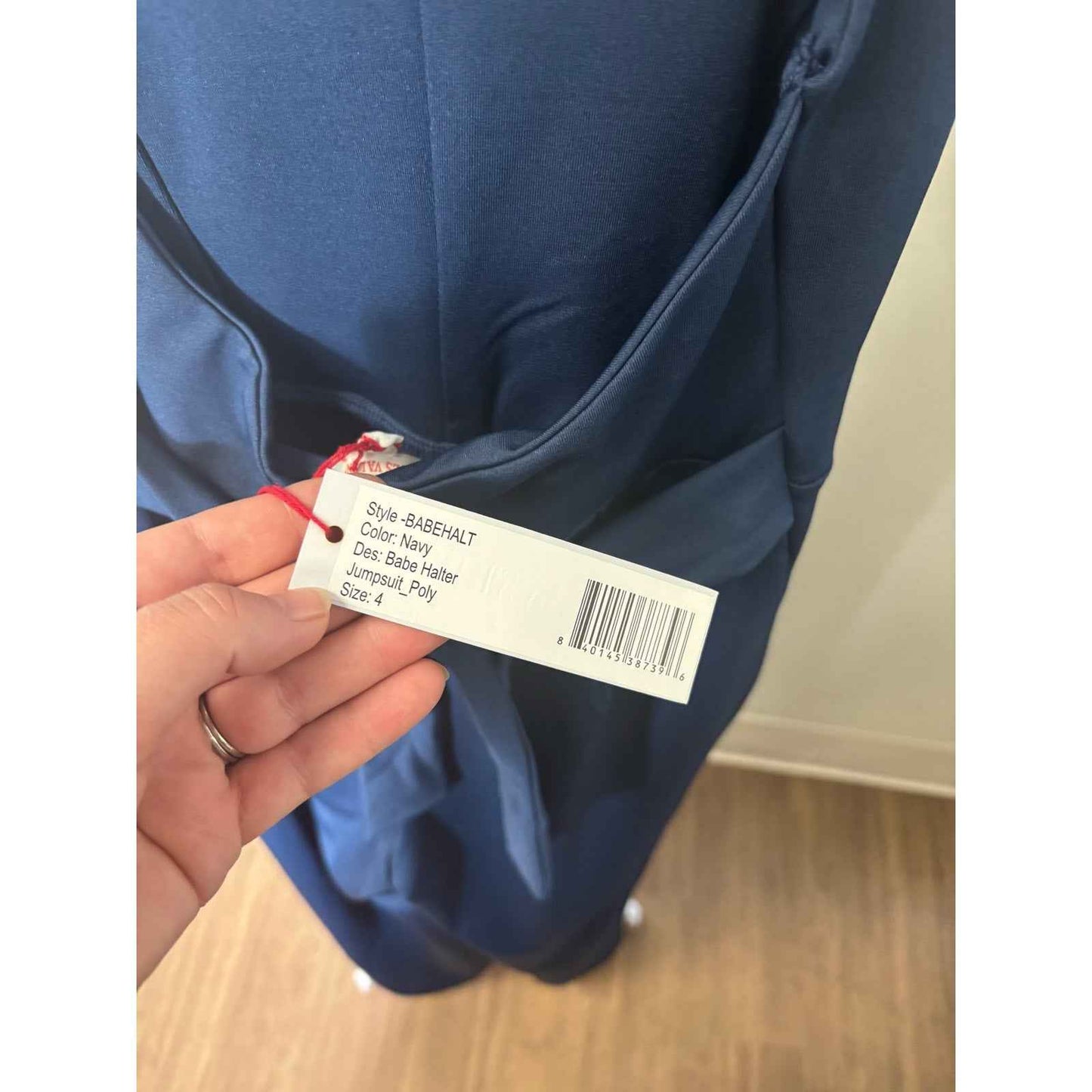 NWT Frances Valentine Navy Halter Jumpsuit Sz 4