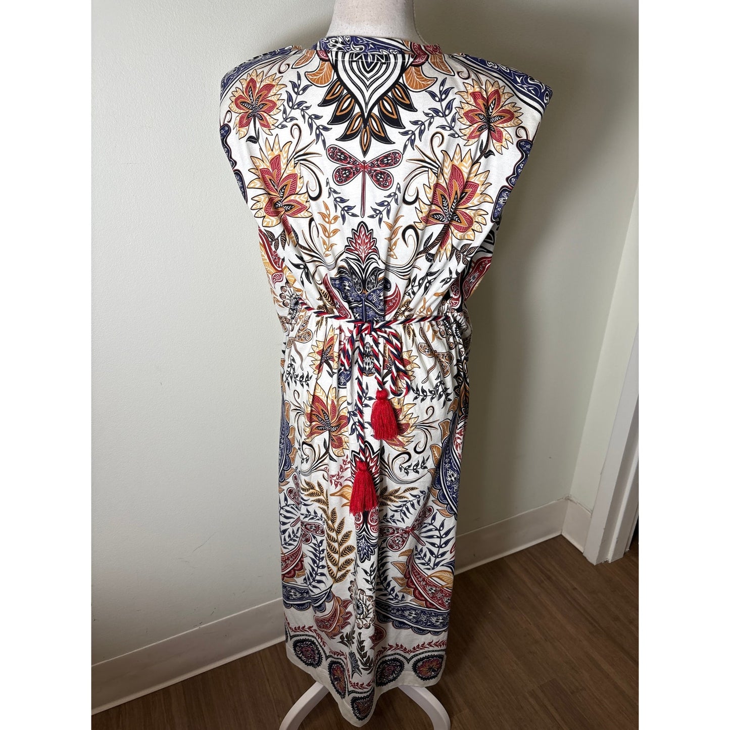 Farm Rio Blue and Brown Floral Butterfly Tee Maxi Dress Sz S