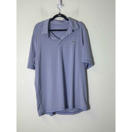 Men's Vineyard Vines Blue and White Stripe Short Sleeve Golf Shirt Sz XL