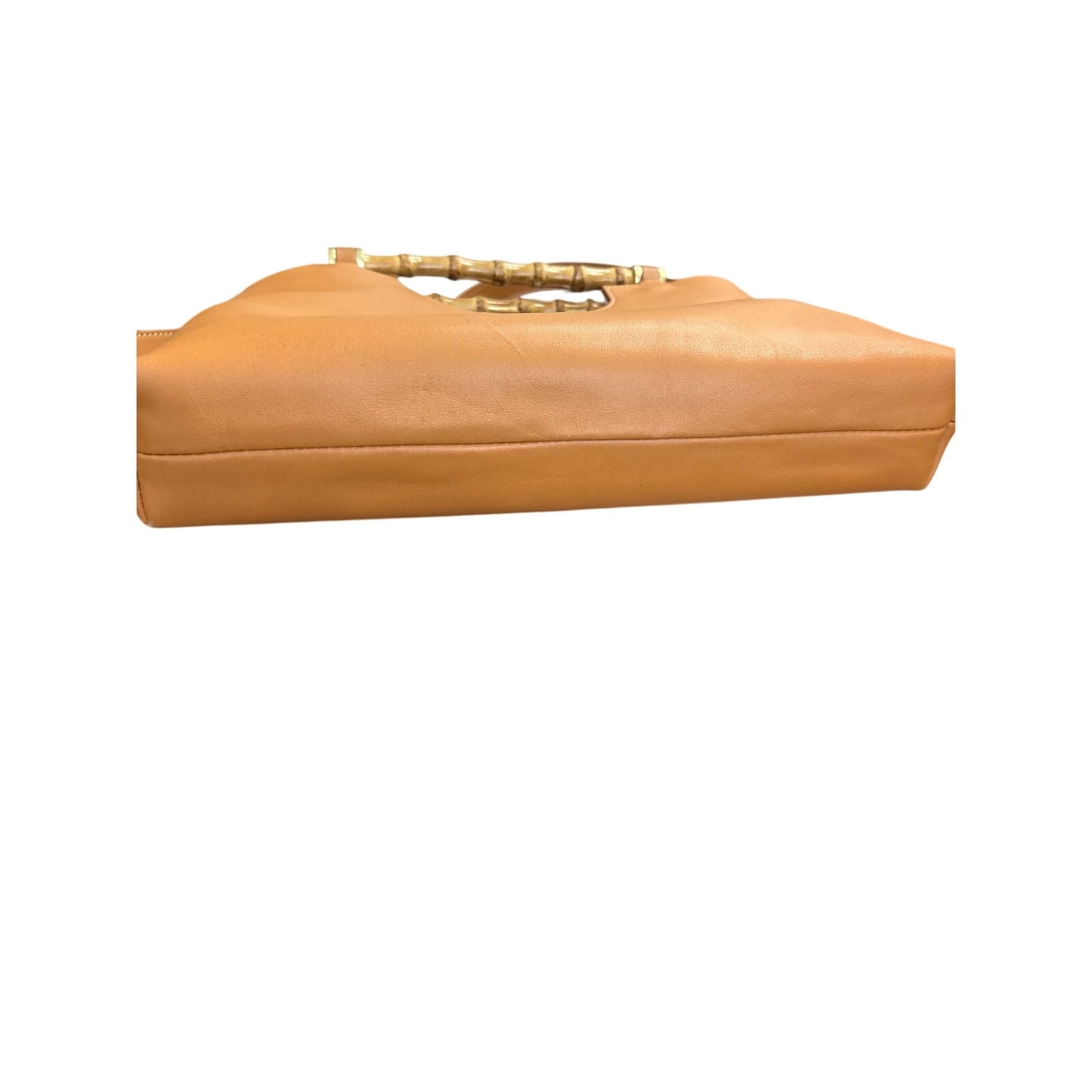 J. McLaughlin Dark Orange Folly Leather Purse with Bamboo Handles