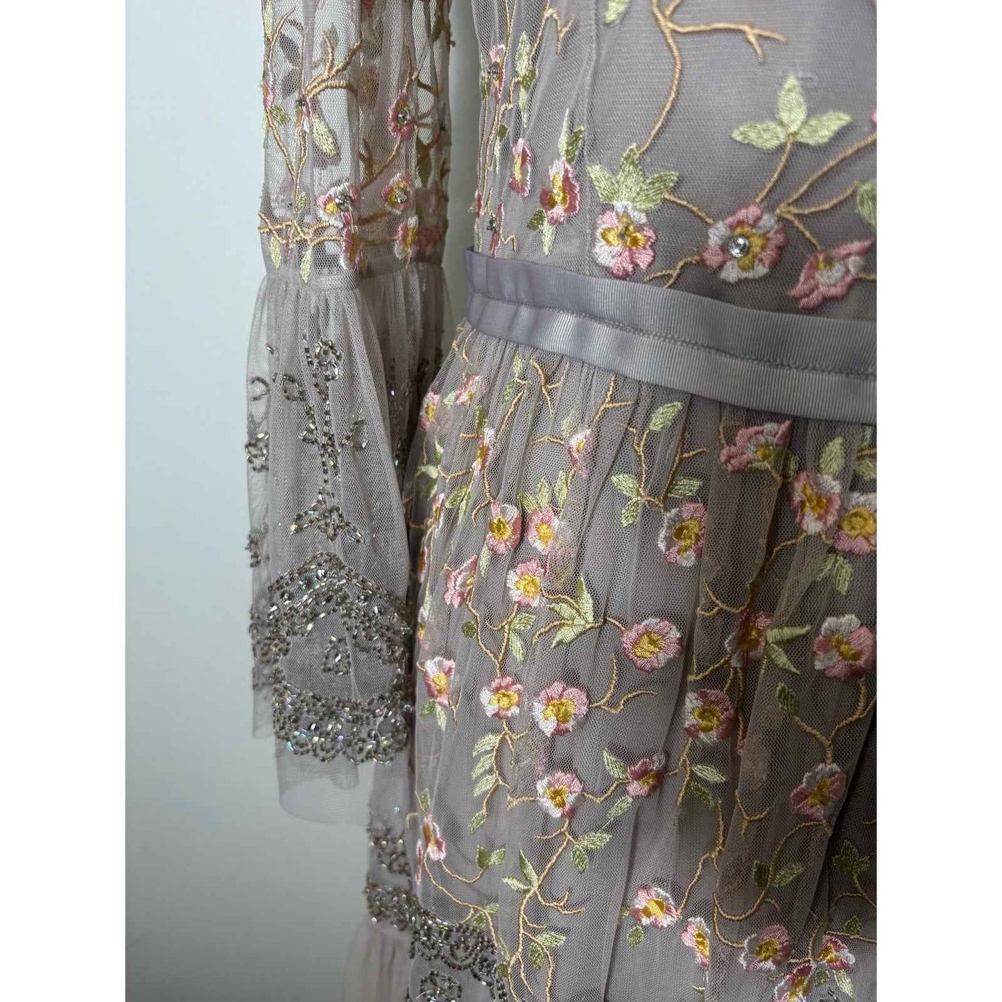 Needle & Thread Embroidery / Sequin Nude Mesh Special Occasion Dress Sz 10