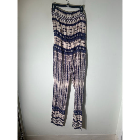 Fabrik Grey Patterned Strapless Jumpsuit Sz M