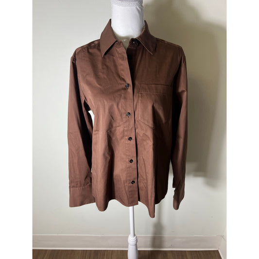 CO Brown Long Sleeve Button Up Shirt Sz S