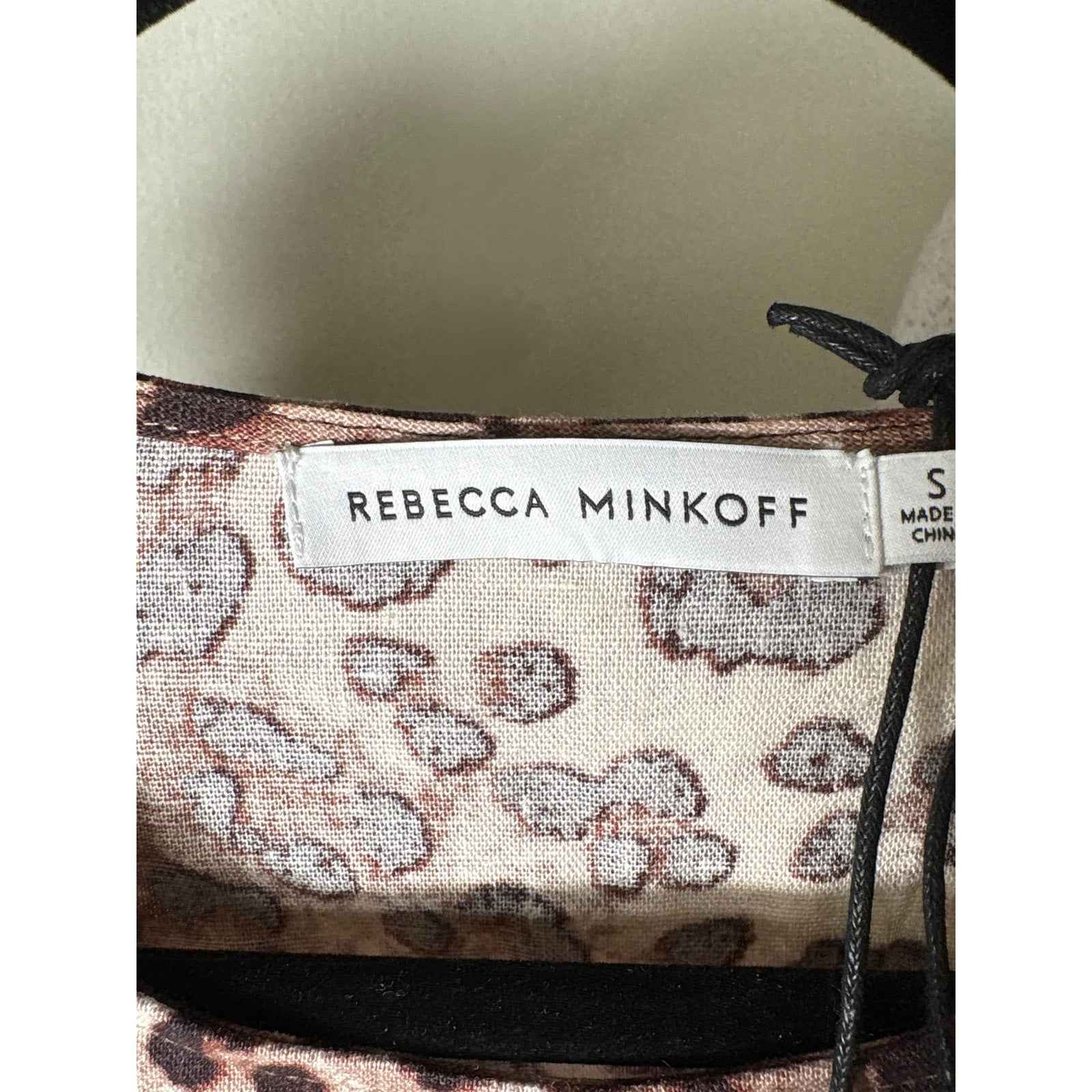 NWT Rebecca Minkoff Tan Cheetah Half Puff Sleeve "Devin Top" Sz S