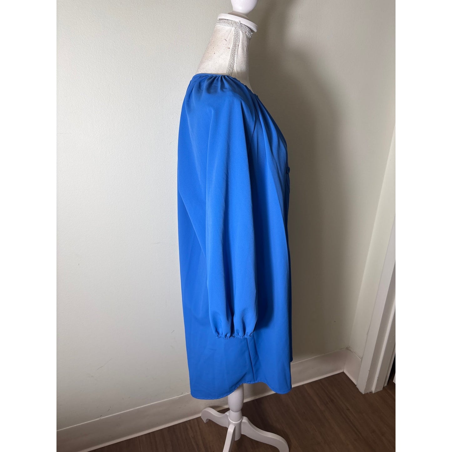 Pomander Place Blue Button Up Long Sleeve Dress Sz M