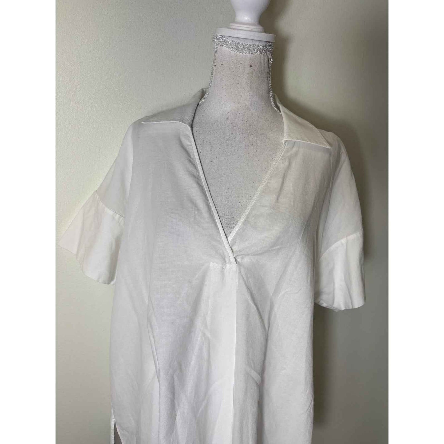 COS V Neck Short Sleeve Oversized Shirt Sz M
