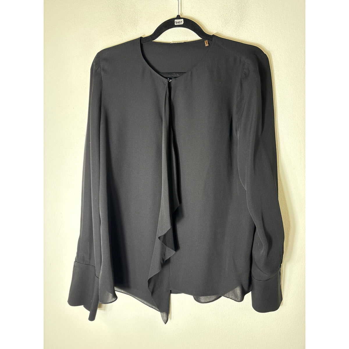 Elie Tahari Black Long Sleeve French Cuff Silk Shirt Sz S