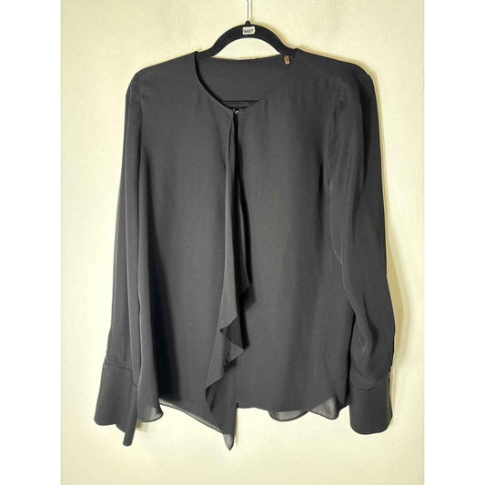 Elie Tahari Black Long Sleeve French Cuff Silk Shirt Sz S
