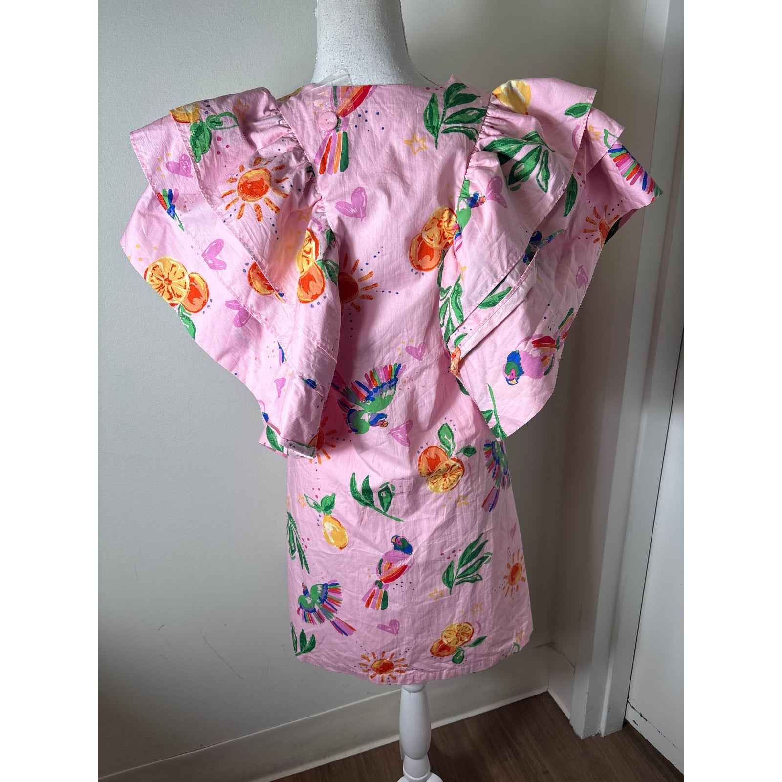 NWT Karlie Pink Tuscan Fruit Cotton Mini Dress Sz S