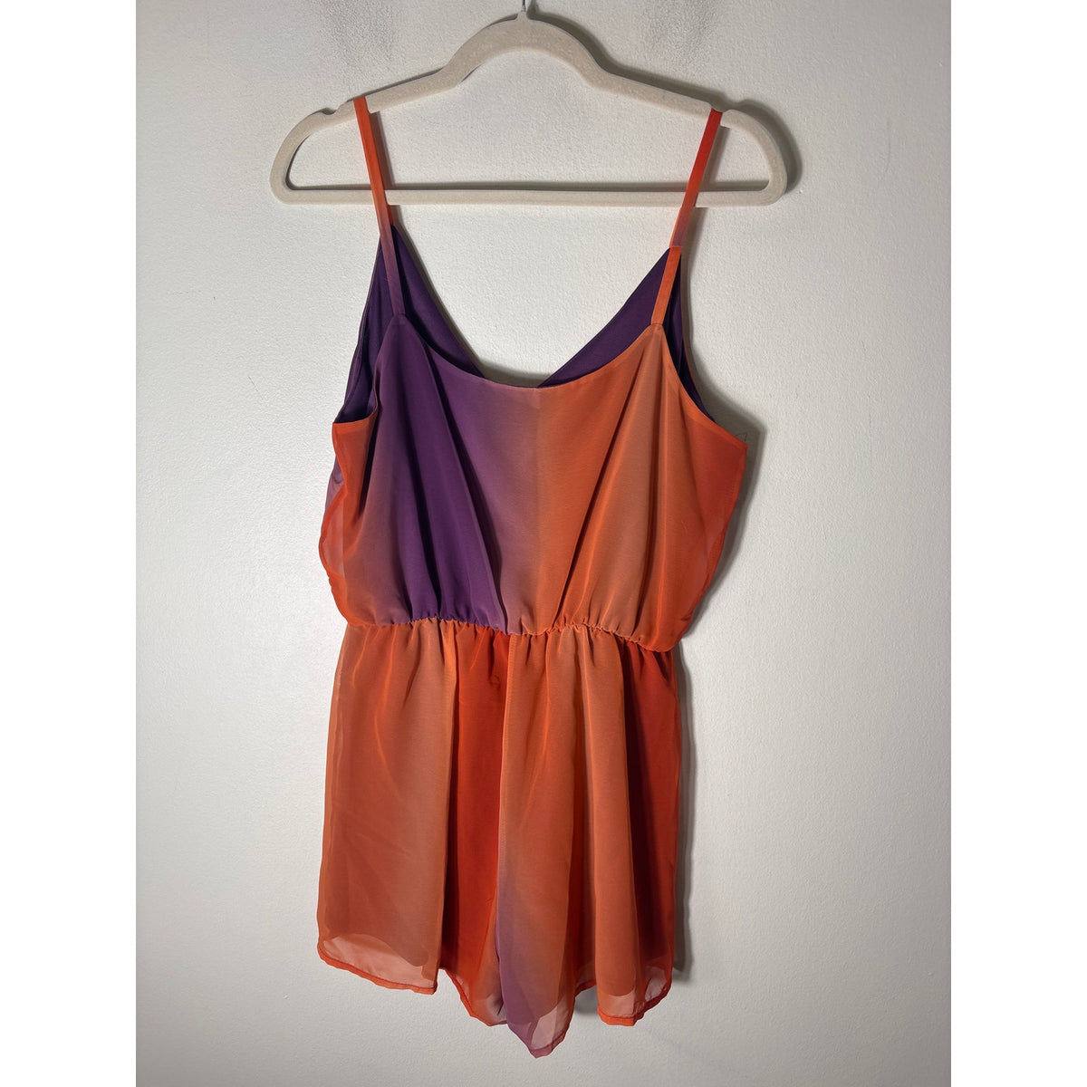 Adrienne Purple Orange Sleeveless Romper Sz M
