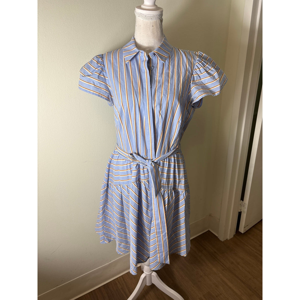 Shoshanna Veritical Stripe Drop Waist Dress Sz 8
