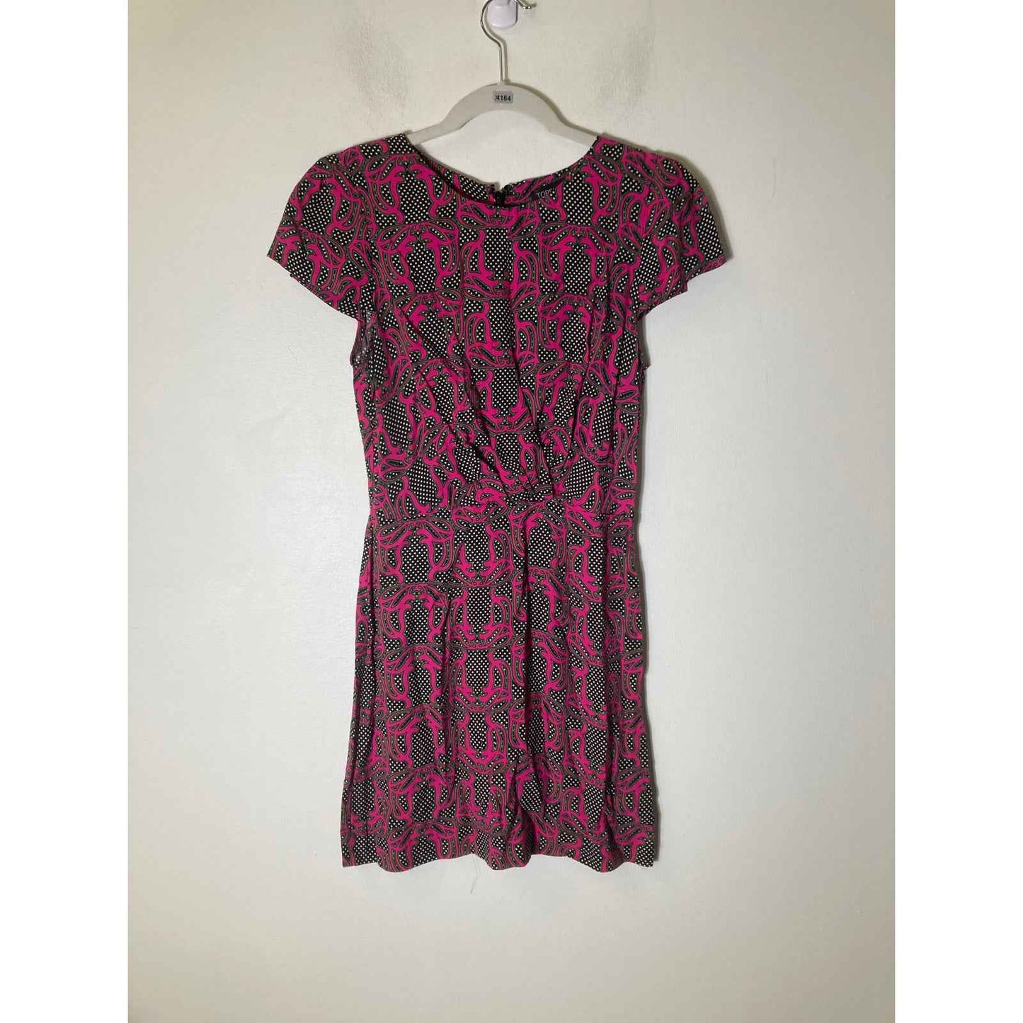 TOPSHOP Hot Pink Cap Sleeve Knee Length Dress Sz 4