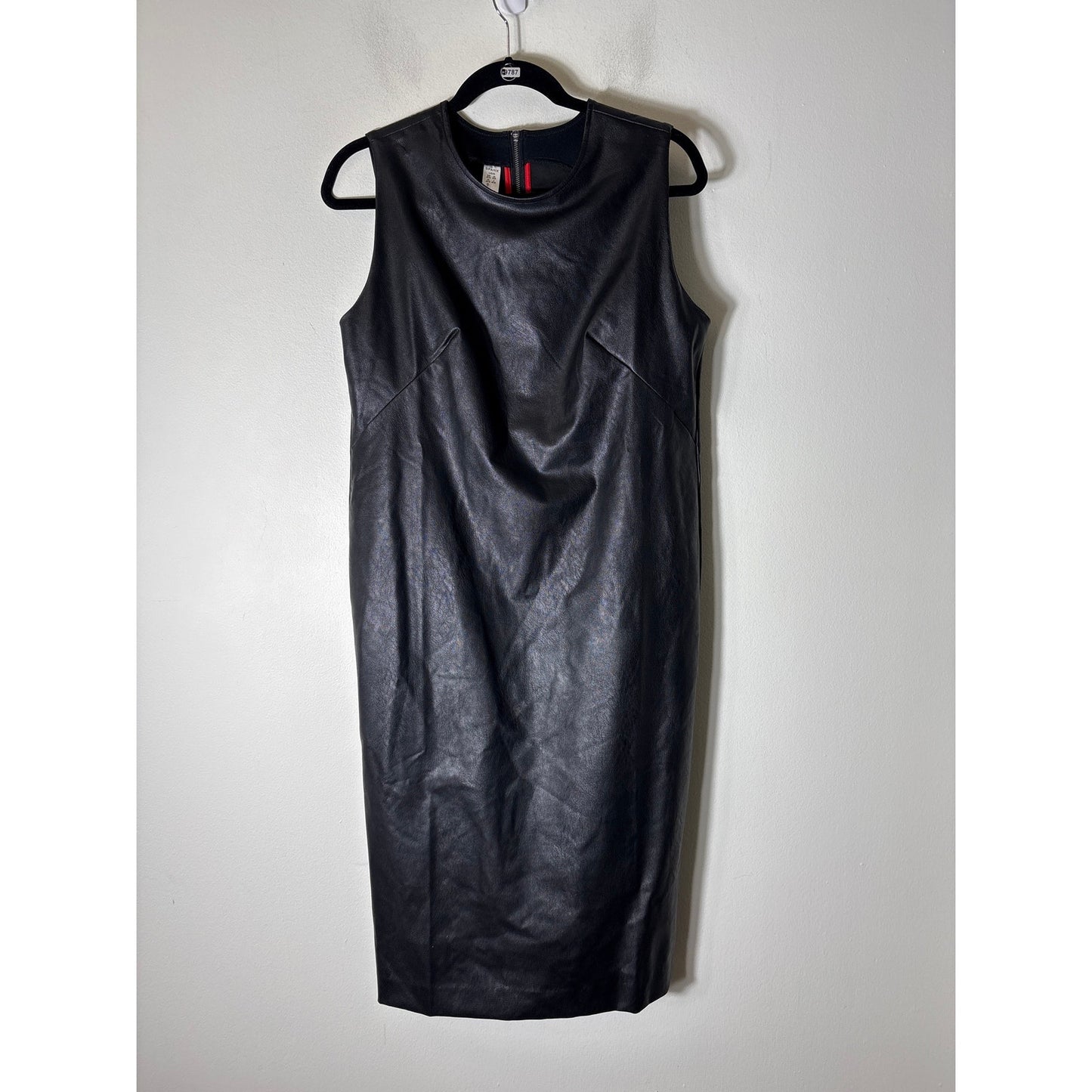 Spanx Black Faux Leather Sleeveless Maxi Collum Dress Sz L