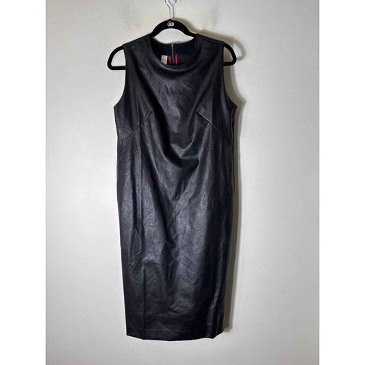 Spanx Black Faux Leather Sleeveless Maxi Collum Dress Sz L