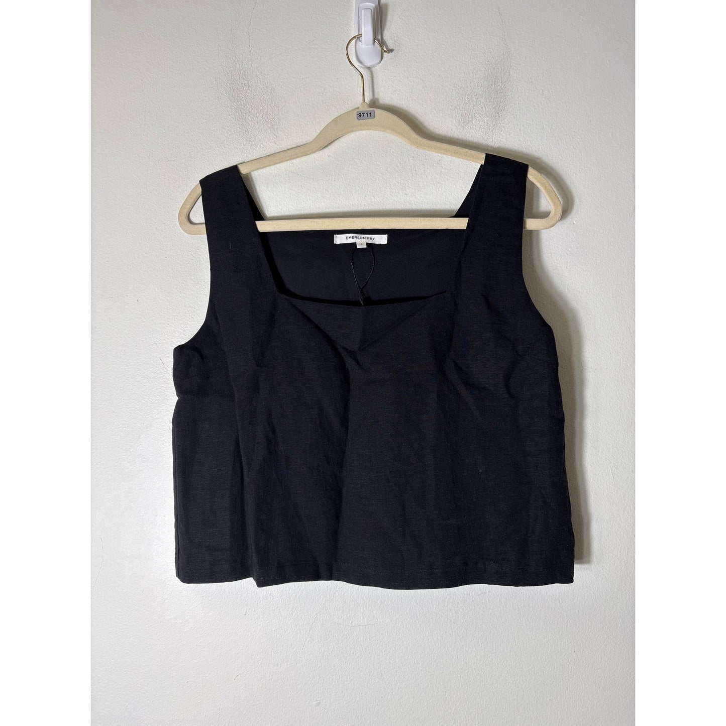 Emerson Fry Black Linen Boxy Tank Sz S
