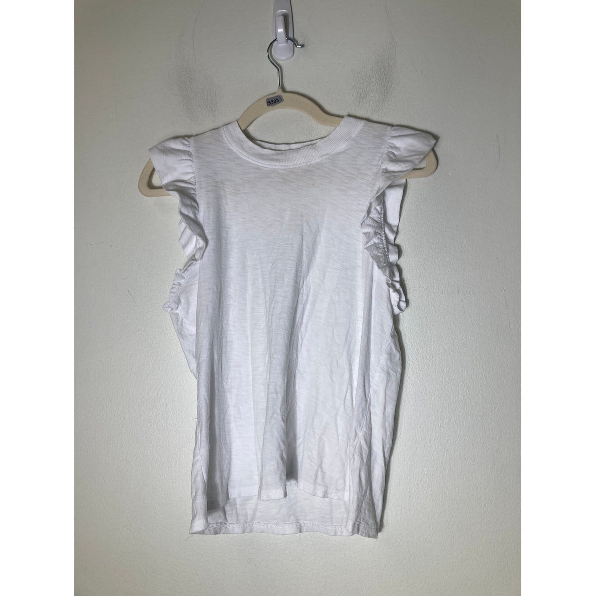 Nation White Flutter Sleeve Top Sz S