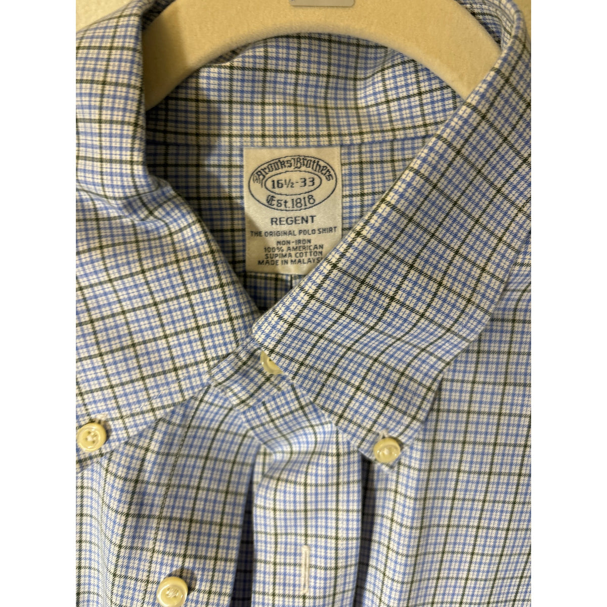 Mens Brooks Brothers Classic Non Iron Long Sleeve Shirt Sz 16.5/33