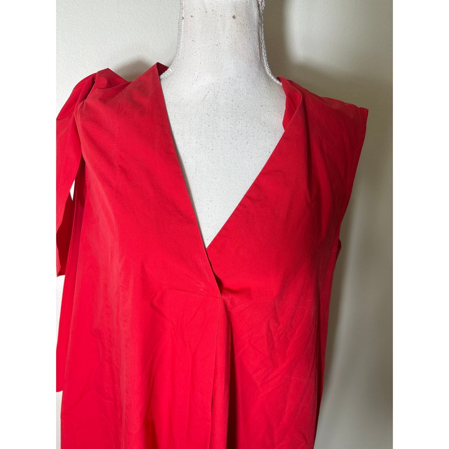 Psophia Vazquez de Castro Red Sleeveless V-Neck Cotton Sz XS