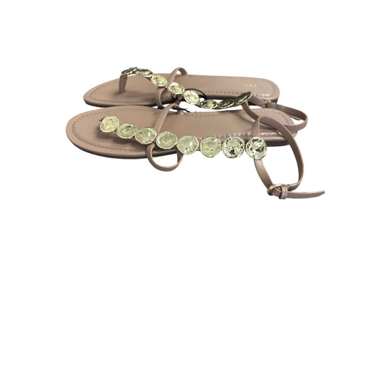 NWT Zara Nude and Gold Flat Sandals Sz 10