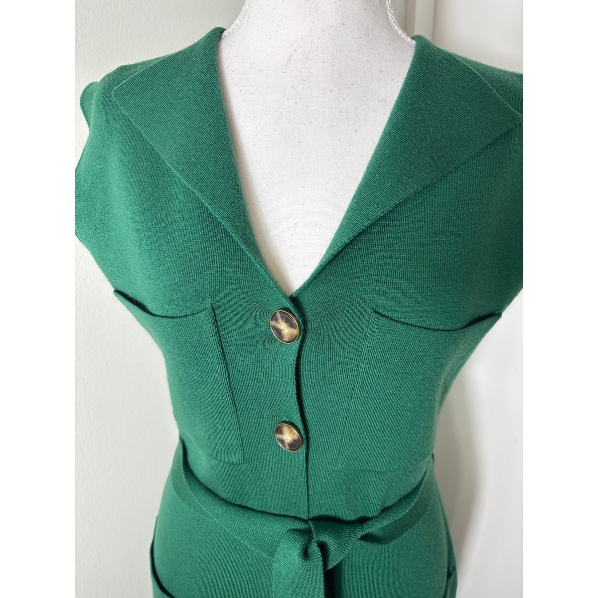 NWT Pearl Forest Green Sleeveless Knit Vest Dress Sz S