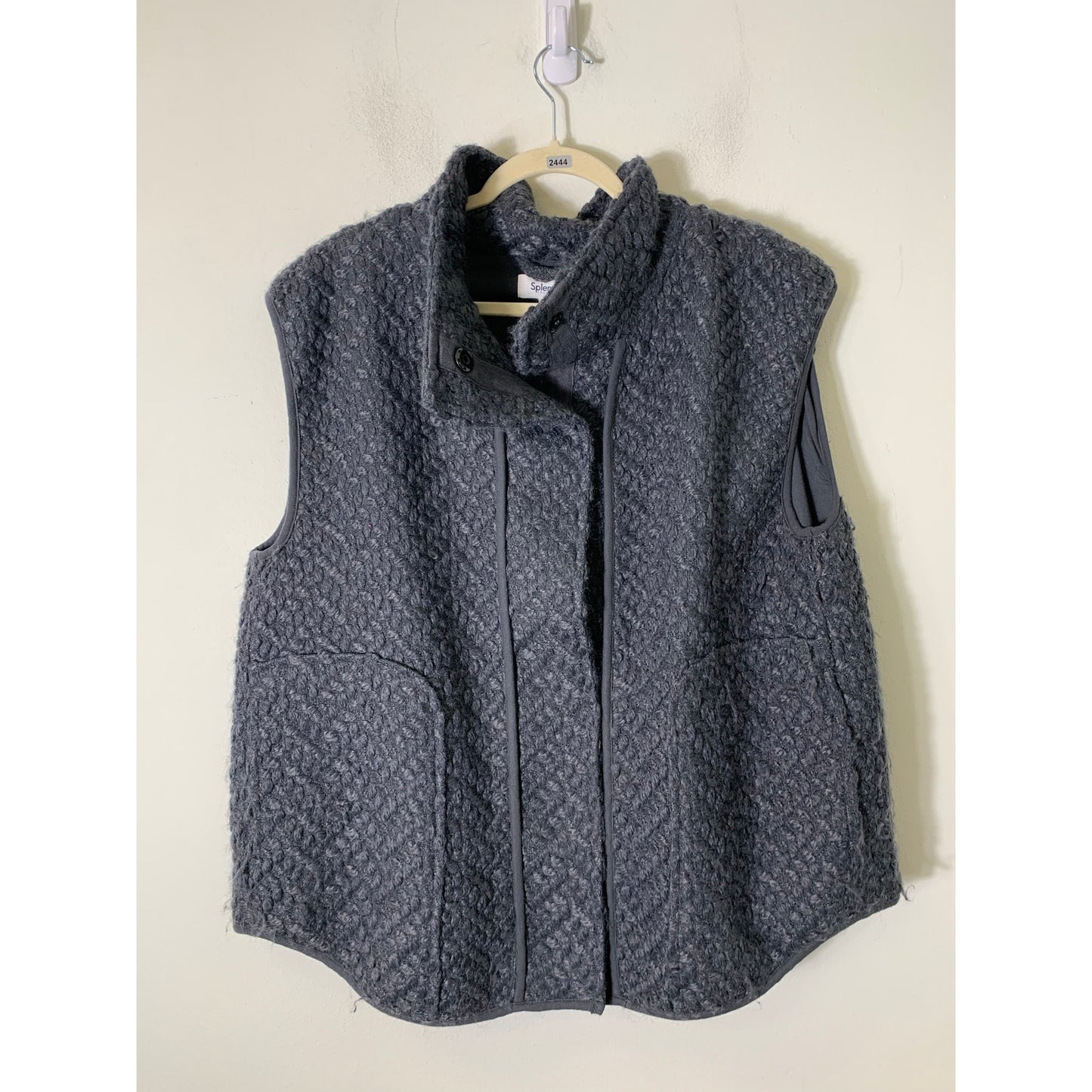 Splendid Gray Mock Neck Sleeveless Sweater Vest Sz XL