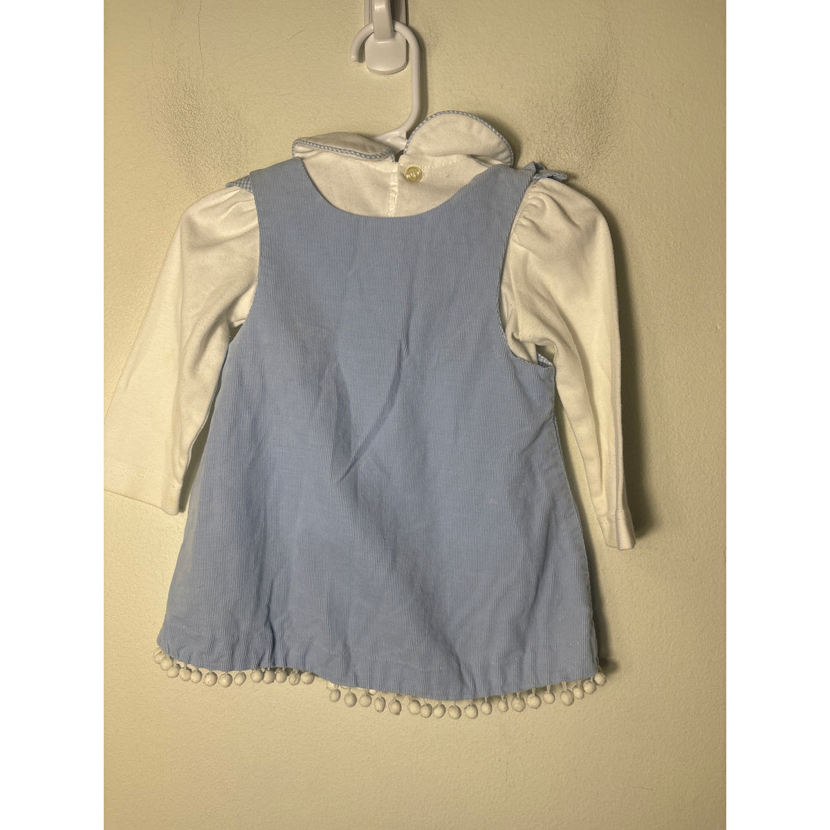GIrls Vintage PeachesNCream Blue Coduroy Top,Pants&Blouse Set w/ Snowmen Sz 12m