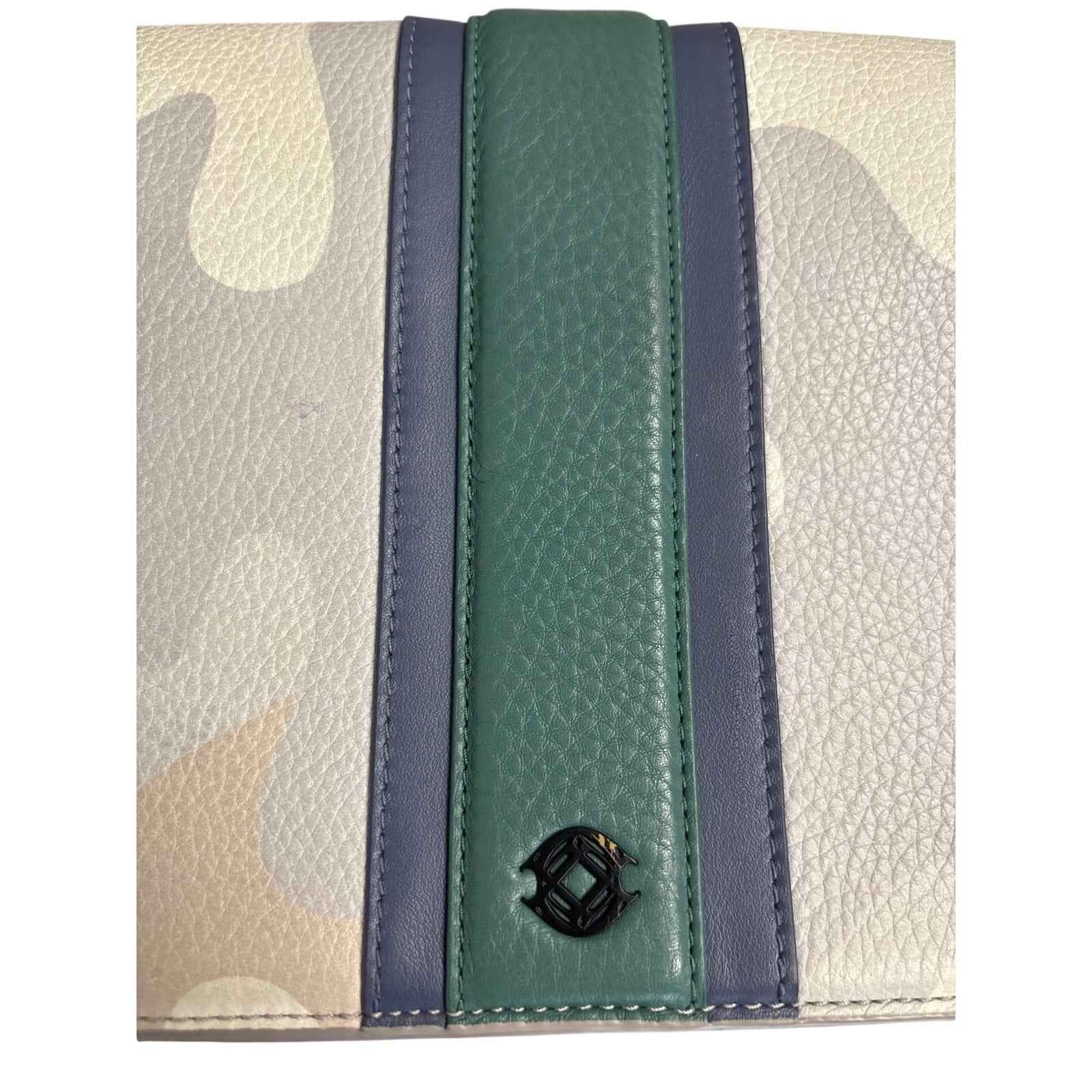 Dagne Dover Gray Camo with Green Stripe Purse