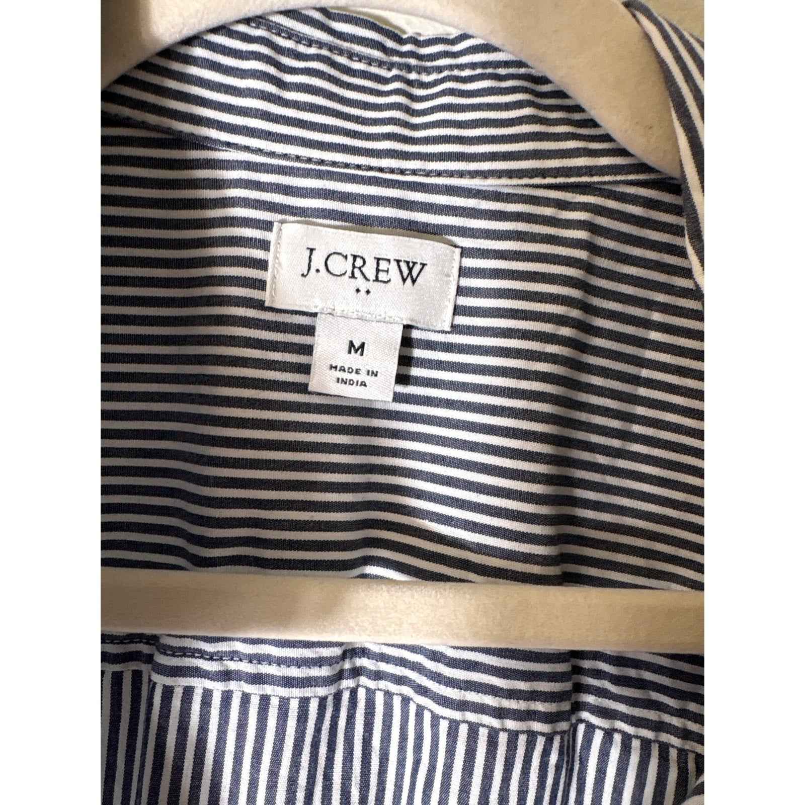 J. Crew Gray Pin Stripe Short Sleeve Button Up Cotton Shirt Sz M