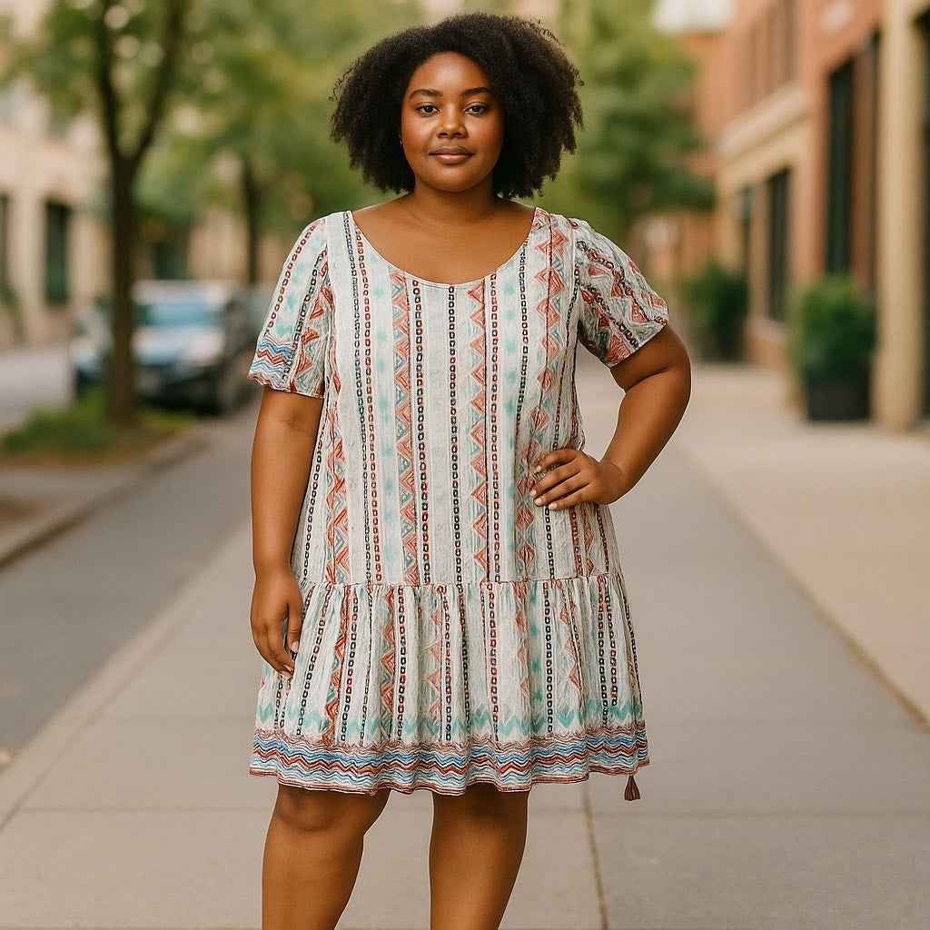 Duet White Cotton Drop Waist Dress Sz S