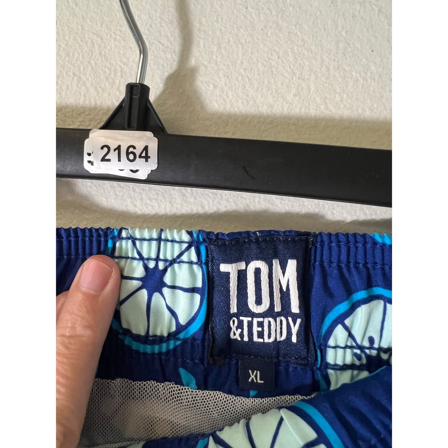 Men's Tom and Teddy Deep Blue Lime Swim Suit Sz XL-EUC