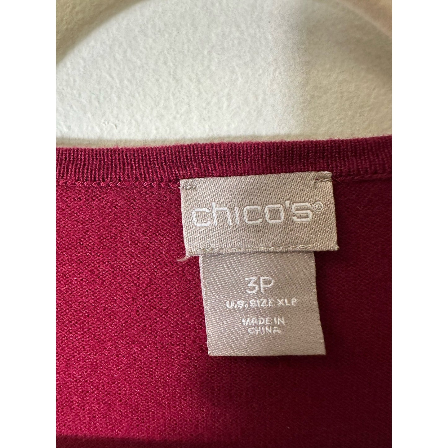 Chico's Maroon Sweater Long Sleeve Top Sz 16 (Chico's Sz 3)