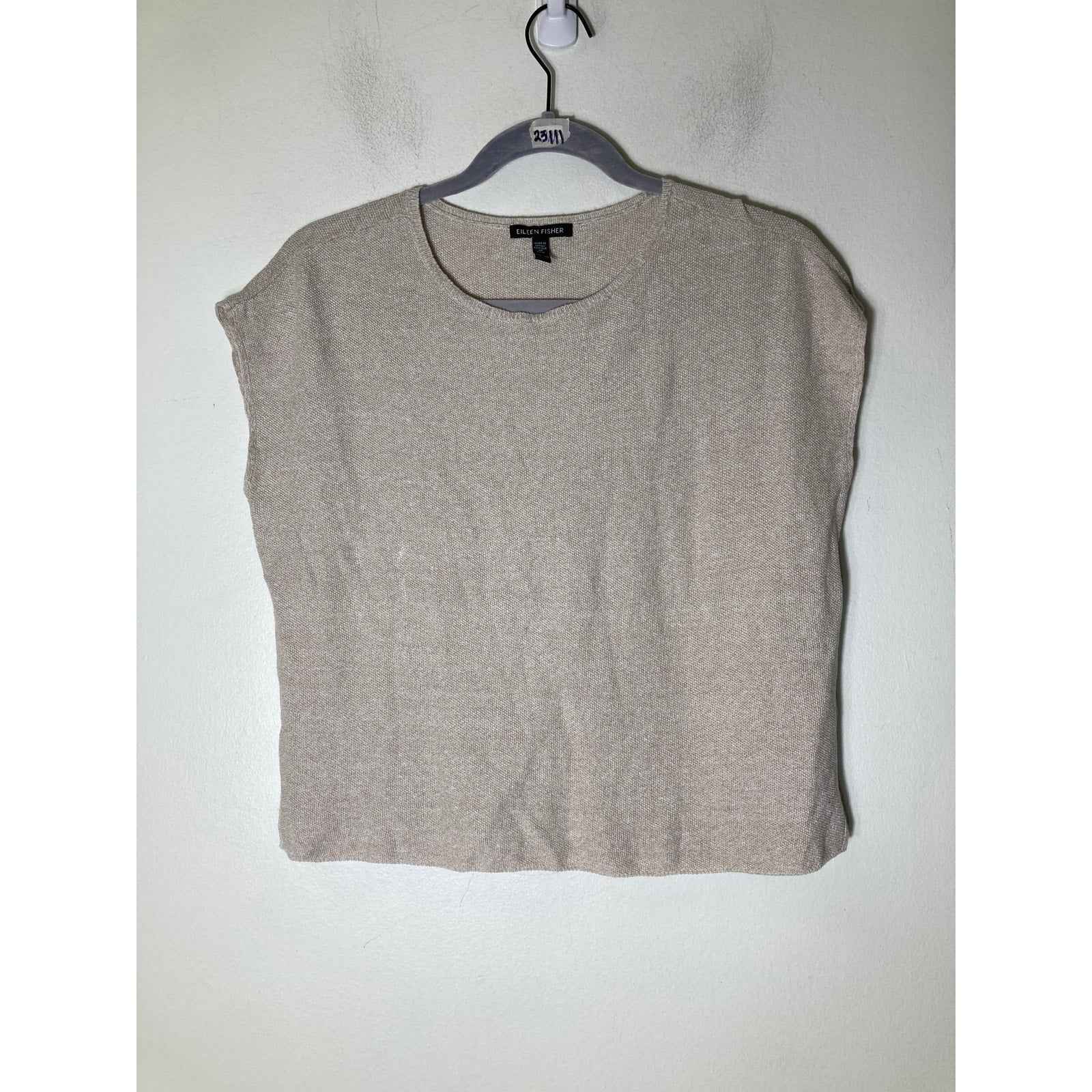 Eileen Fisher Tan Lightweight Pullover Shortsleeve Top Sz XXS