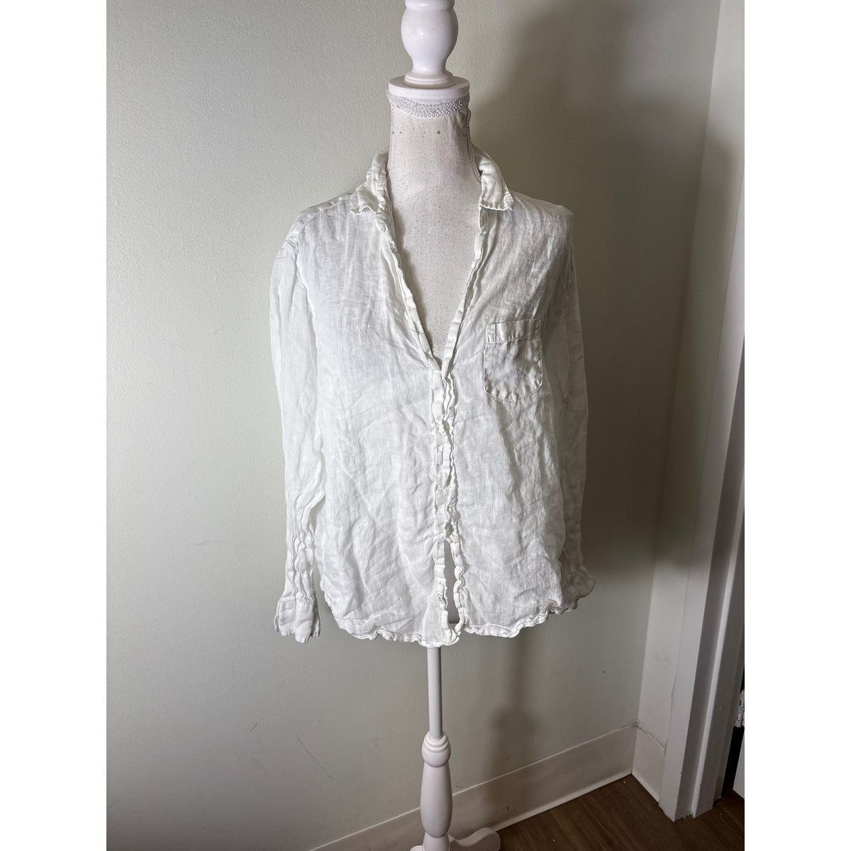 Frank & Eileen Crisp White Long Sleeve Button Up Shirt Sz M