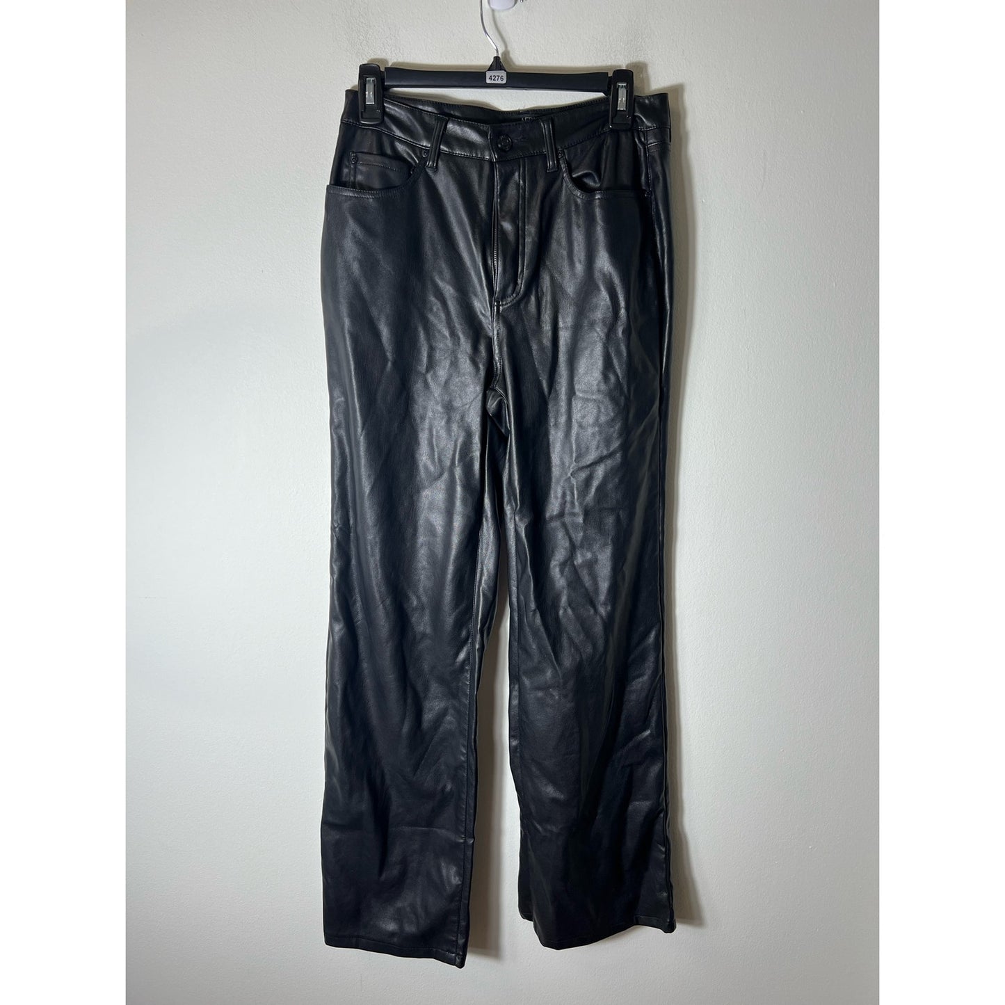 Afrm Black Leather Wide-Leg Pants Sz 4