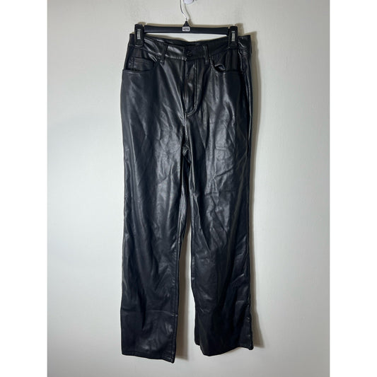 Afrm Black Leather Wide-Leg Pants Sz 4