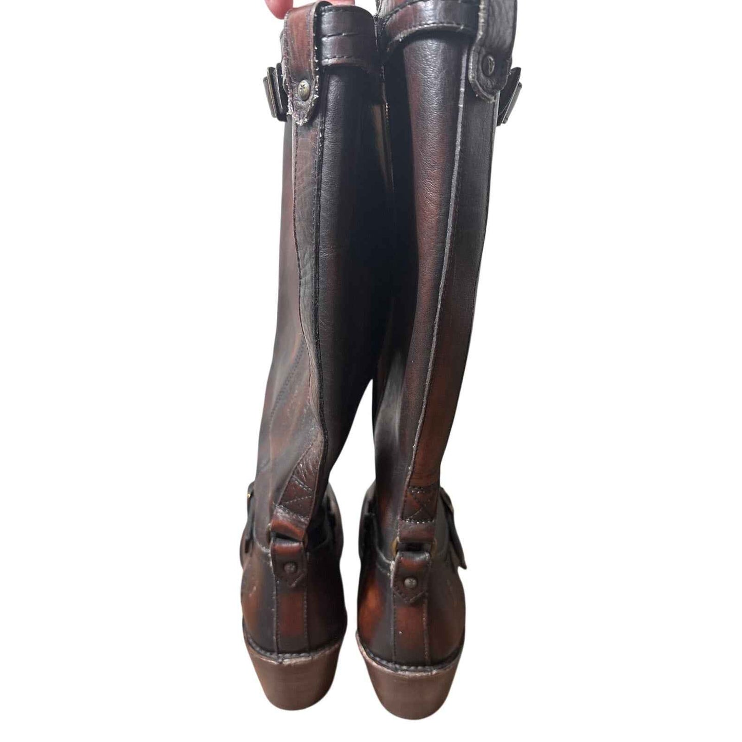 Frye Brown Buckle Leather Boots Sz 8