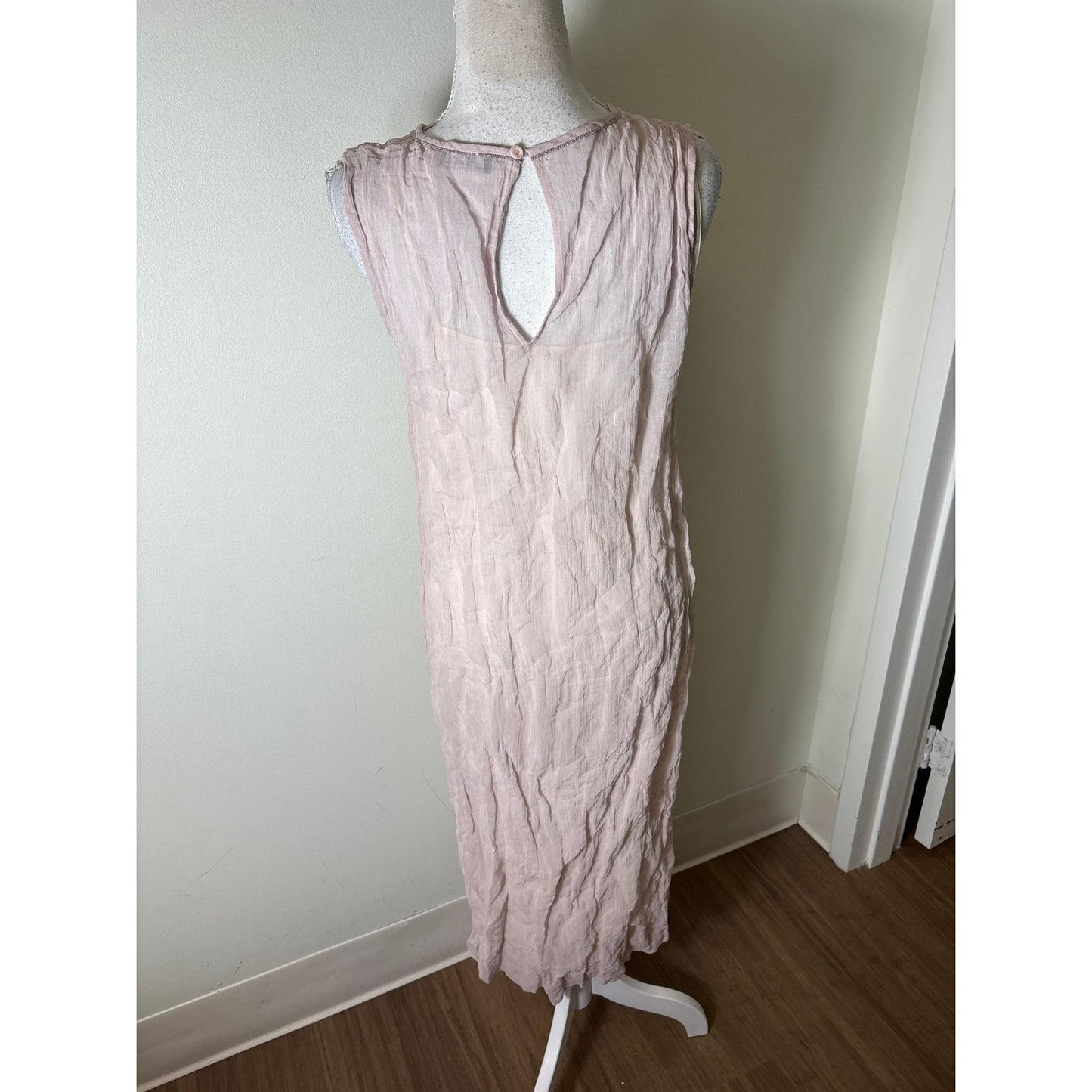 Peserico Pale Blush Gauzy Layered Maxi Dress Sz 6 (42)