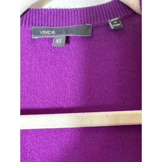 Vince Purple Long Sleeve Cashmere Cardigan Sweater Sz XS