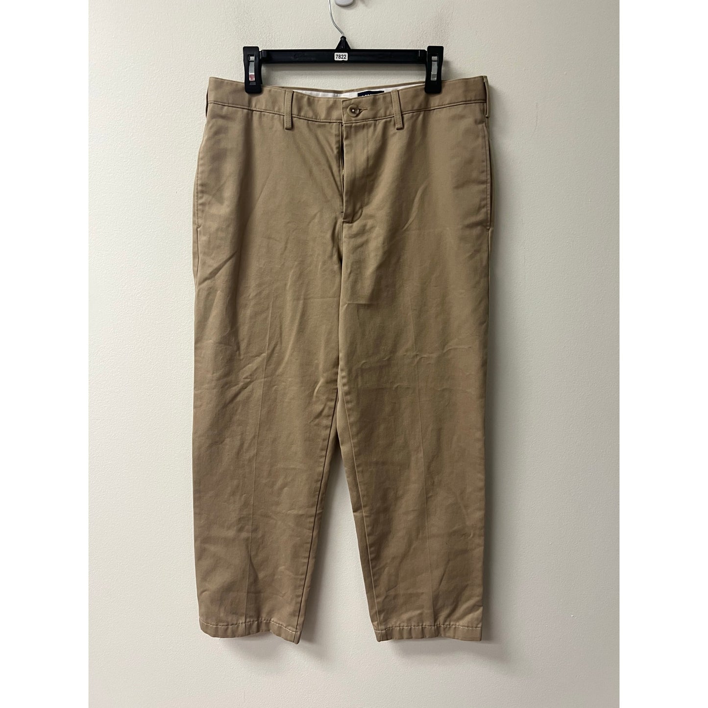 Men's Lands End Khaki Flat Front Pants Sz 34